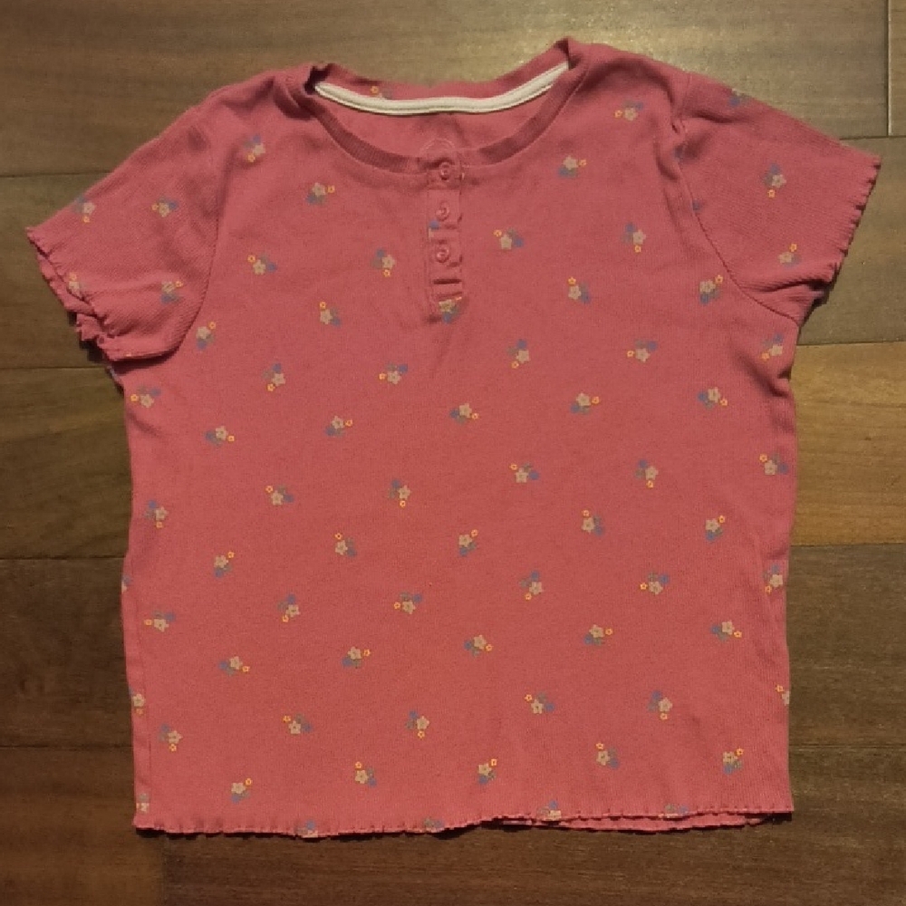 Wonder Nation Pink Short Sleeve Tee with Floral Accents